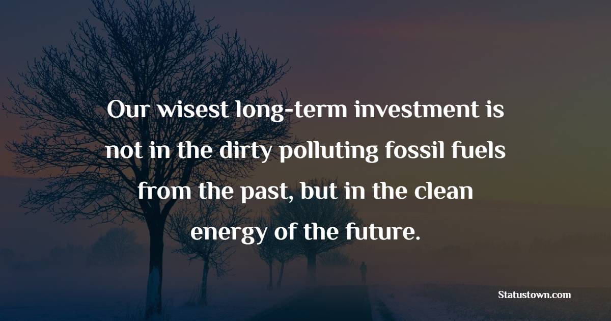 Our wisest long-term investment is not in the dirty polluting fossil fuels from the past, but in the clean energy of the future. - Long Term Quotes 