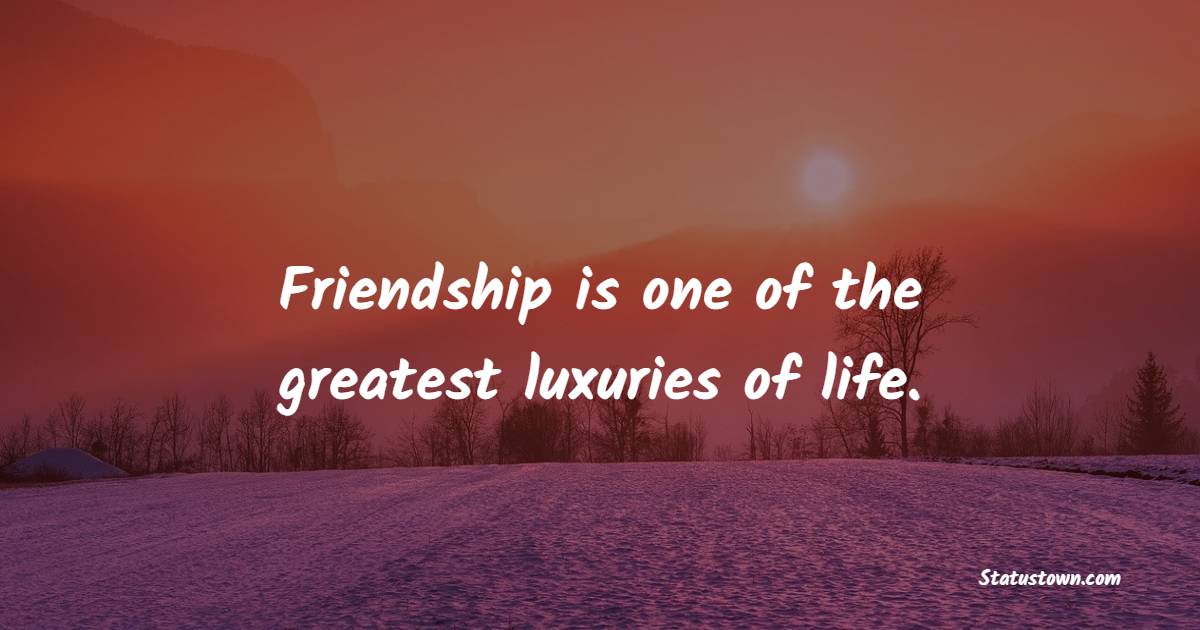 Friendship is one of the greatest luxuries of life. - Luxury Quotes 