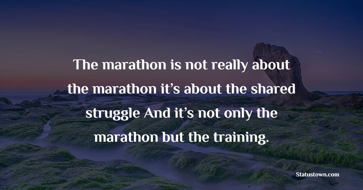 The marathon is not really about the marathon, it’s about the shared struggle. And it’s not only the marathon but the training. - Marathon Quotes 