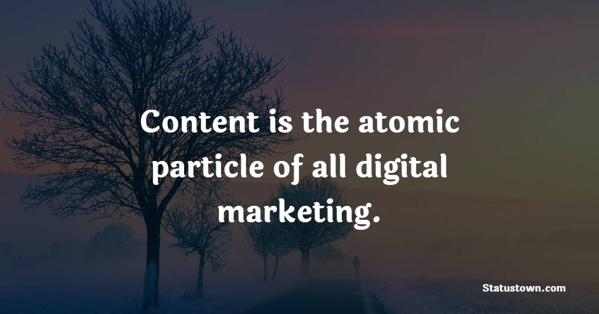 Content is the atomic particle of all digital marketing. - Marketing Quotes
