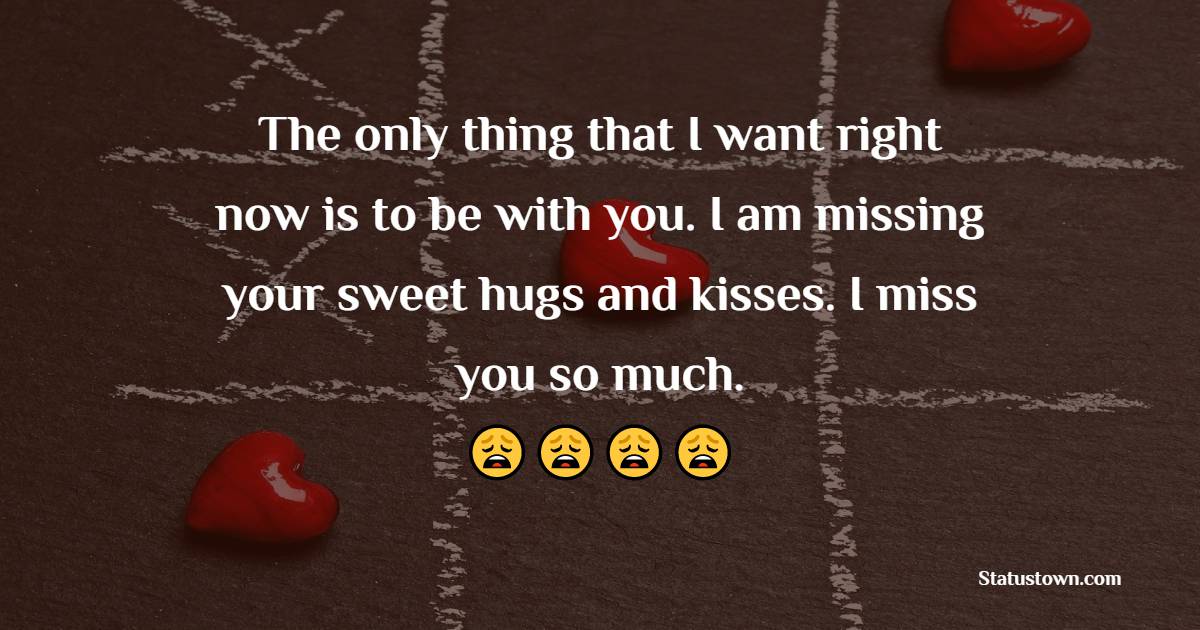 The only thing that I want right now is to be with you. I am missing your sweet hugs and kisses. I miss you so much. - Miss You Status for Ex-Boyfriend