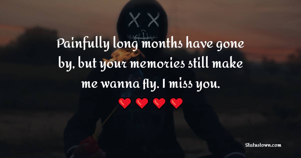 Painfully long months have gone by, but your memories still make me wanna fly. I miss you. - Miss You Status for Ex-girlfriend