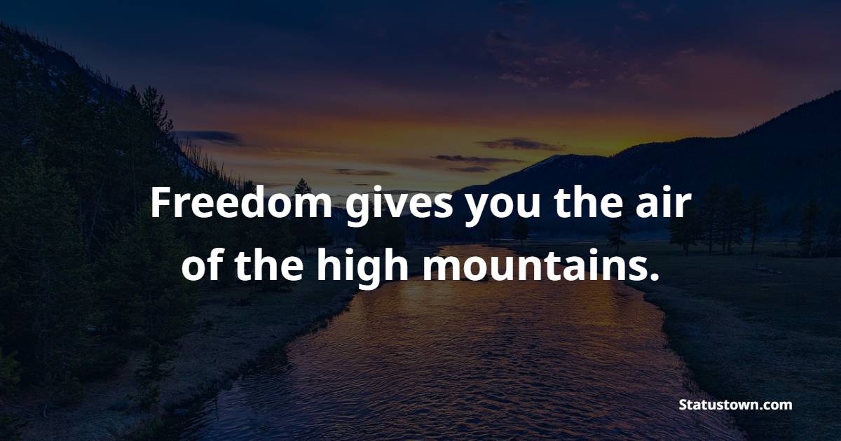 Freedom gives you the air of the high mountains. - Mountain Quotes
