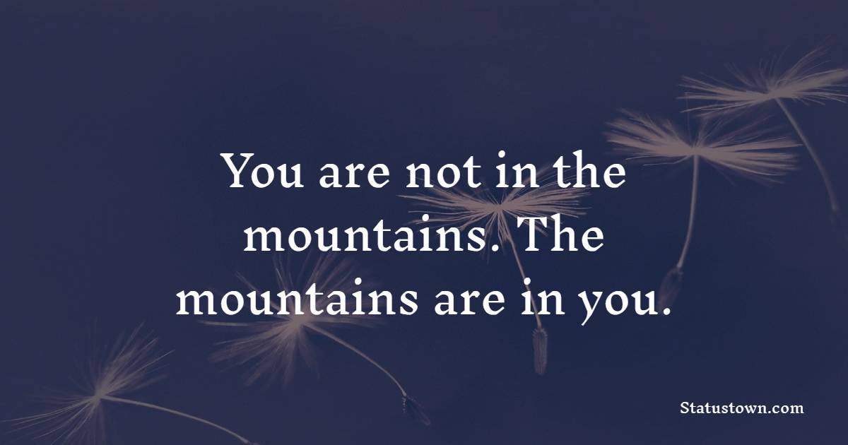 You are not in the mountains. The mountains are in you. - Mountain Quotes