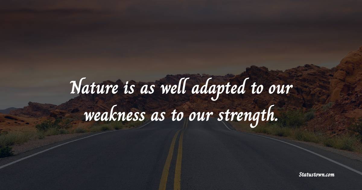Nature is as well adapted to our weakness as to our strength. - Nature Quotes