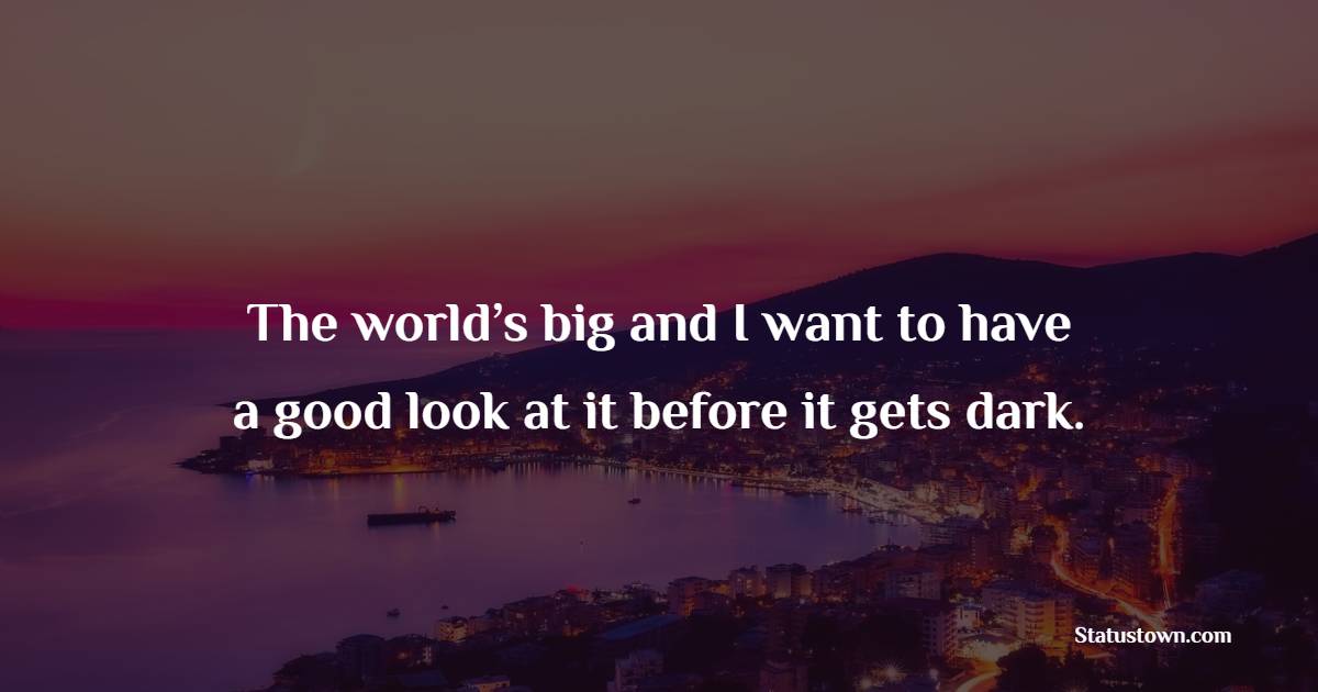 The world’s big and I want to have a good look at it before it gets dark. - Nature Quotes