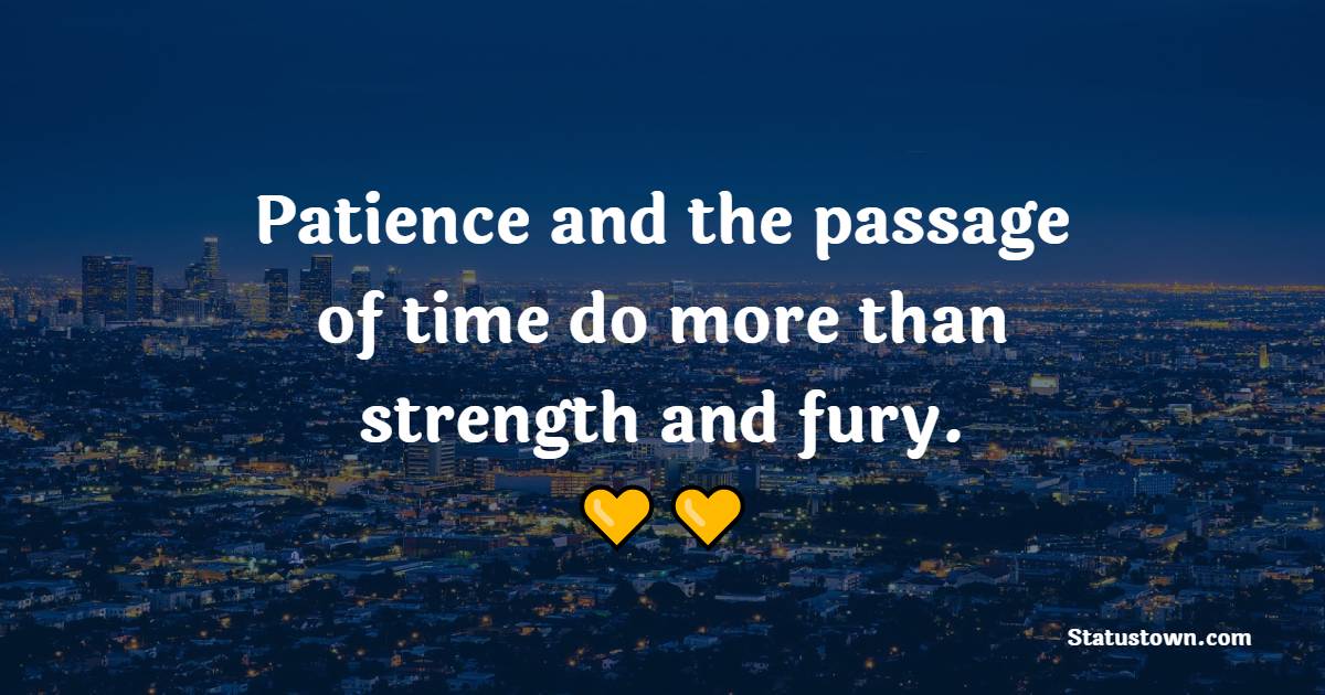 Patience and the passage of time do more than strength and fury. - Patience Quotes