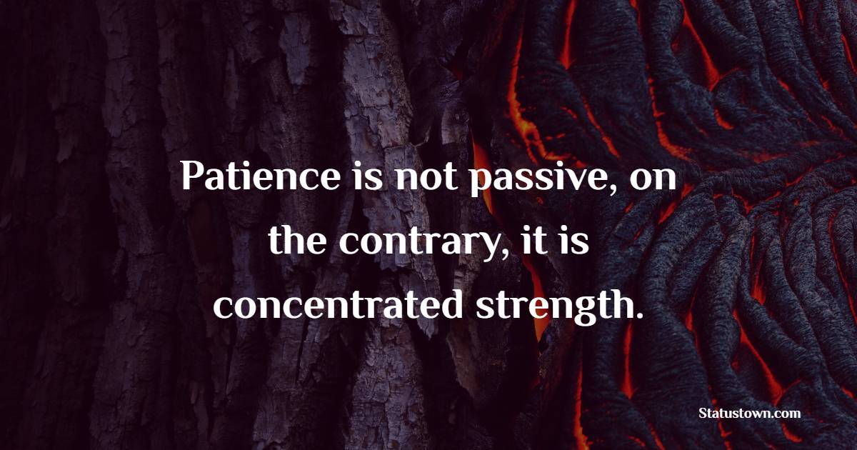 Patience is not passive, on the contrary, it is concentrated strength. - Patience Quotes