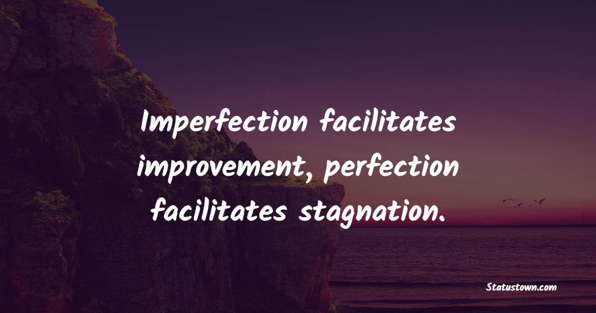 Imperfection facilitates improvement, perfection facilitates stagnation.