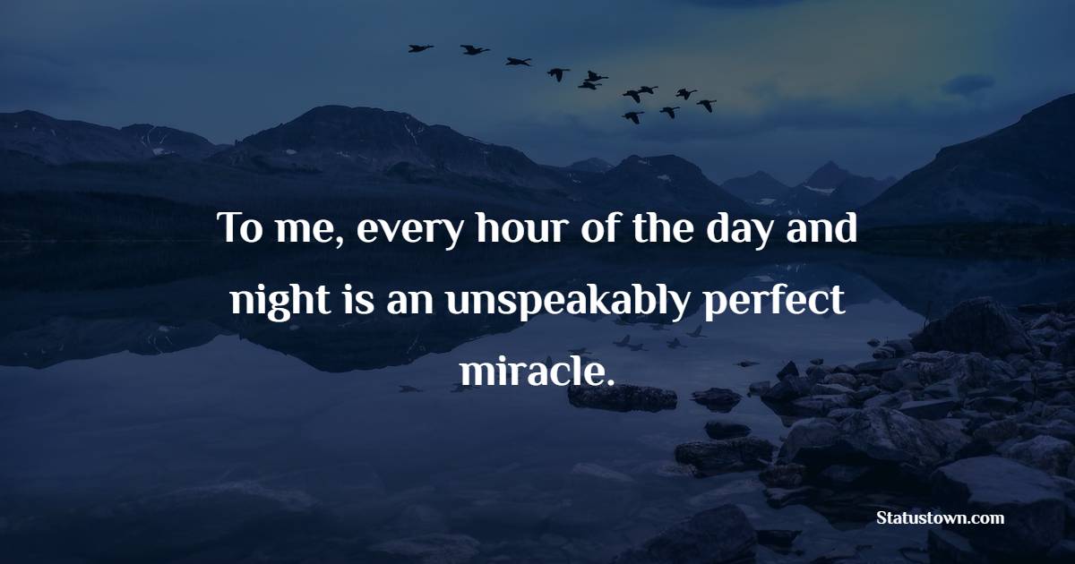 To me, every hour of the day and night is an unspeakably perfect miracle.