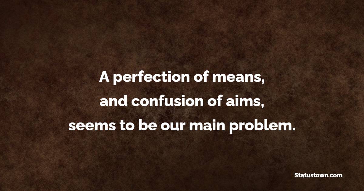 A perfection of means, and confusion of aims, seems to be our main problem.