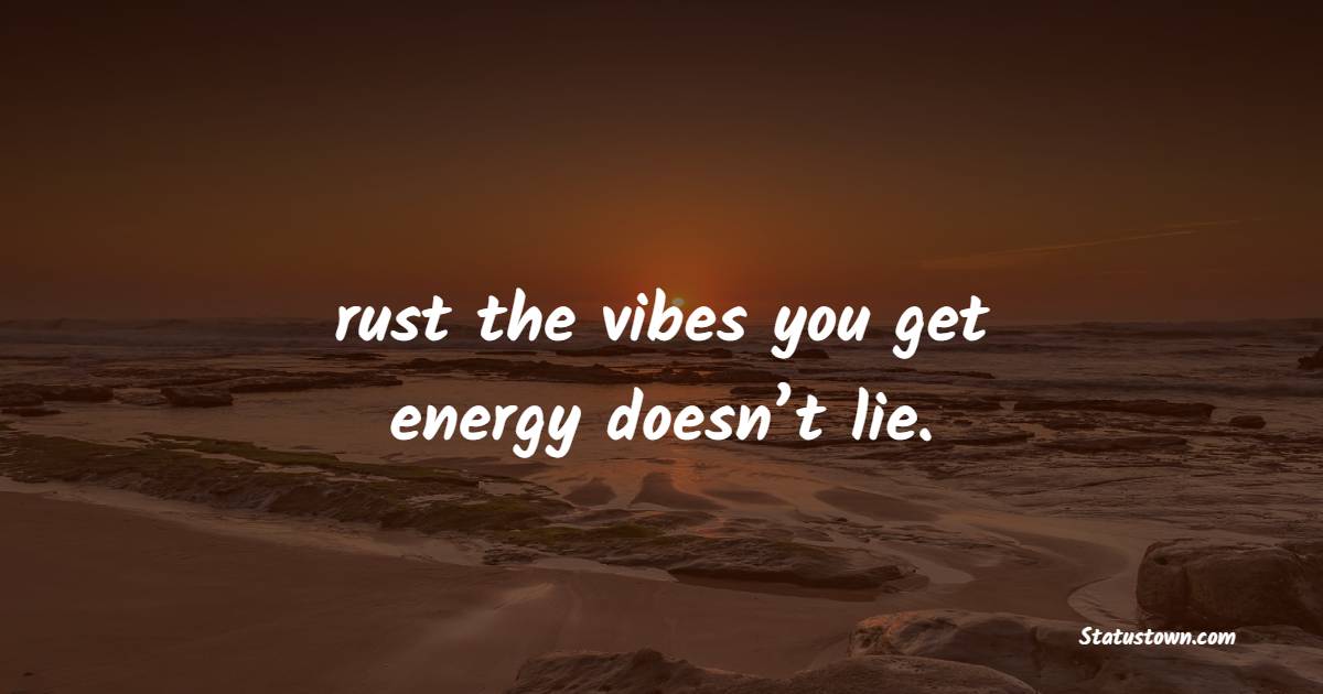 rust the vibes you get, energy doesn’t lie. - Positive Good Vibes Quotes