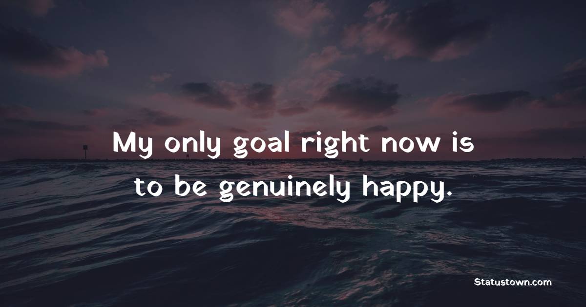 My only goal right now is to be genuinely happy.