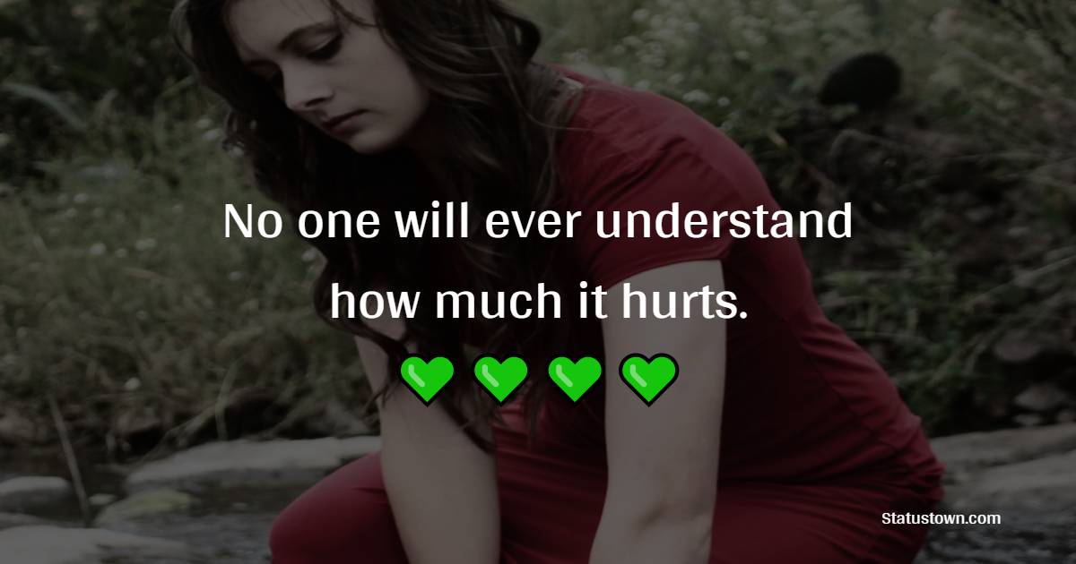 No one will ever understand how much it hurts. - Sad Life Status