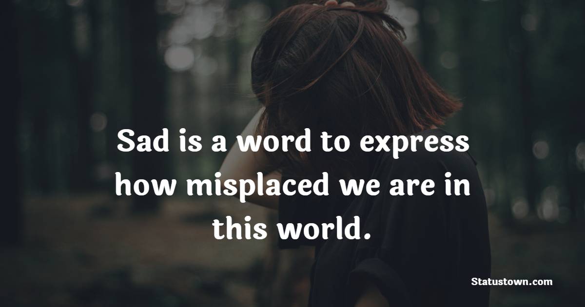 Sad is a word to express how misplaced we are in this world. - Sad Life Status