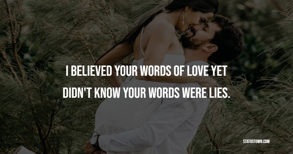 I believed your words of love yet didn't know your words were lies.