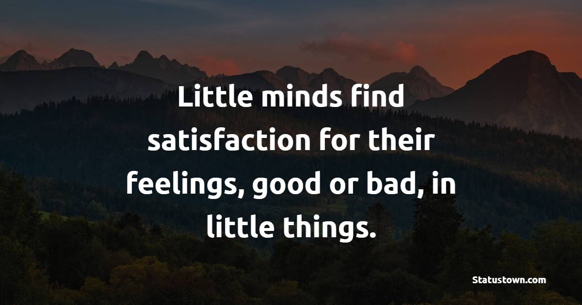Little minds find satisfaction for their feelings, good or bad, in little things. - Satisfaction Quotes 
