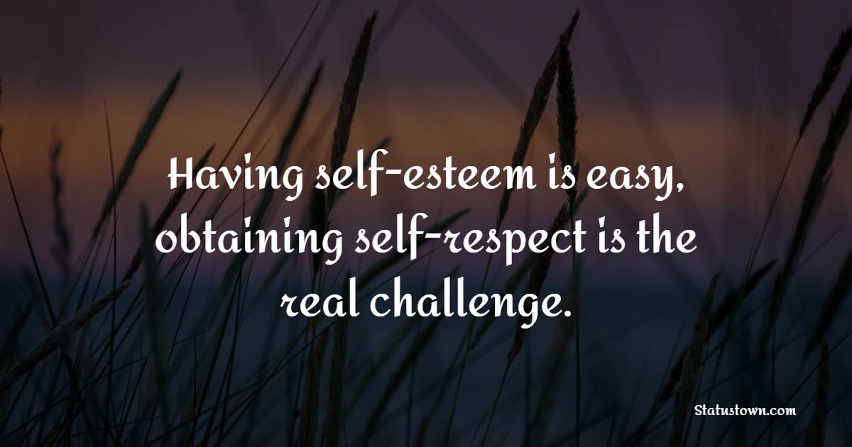 Having self-esteem is easy, obtaining self-respect is the real challenge. - Self Respect Quotes 