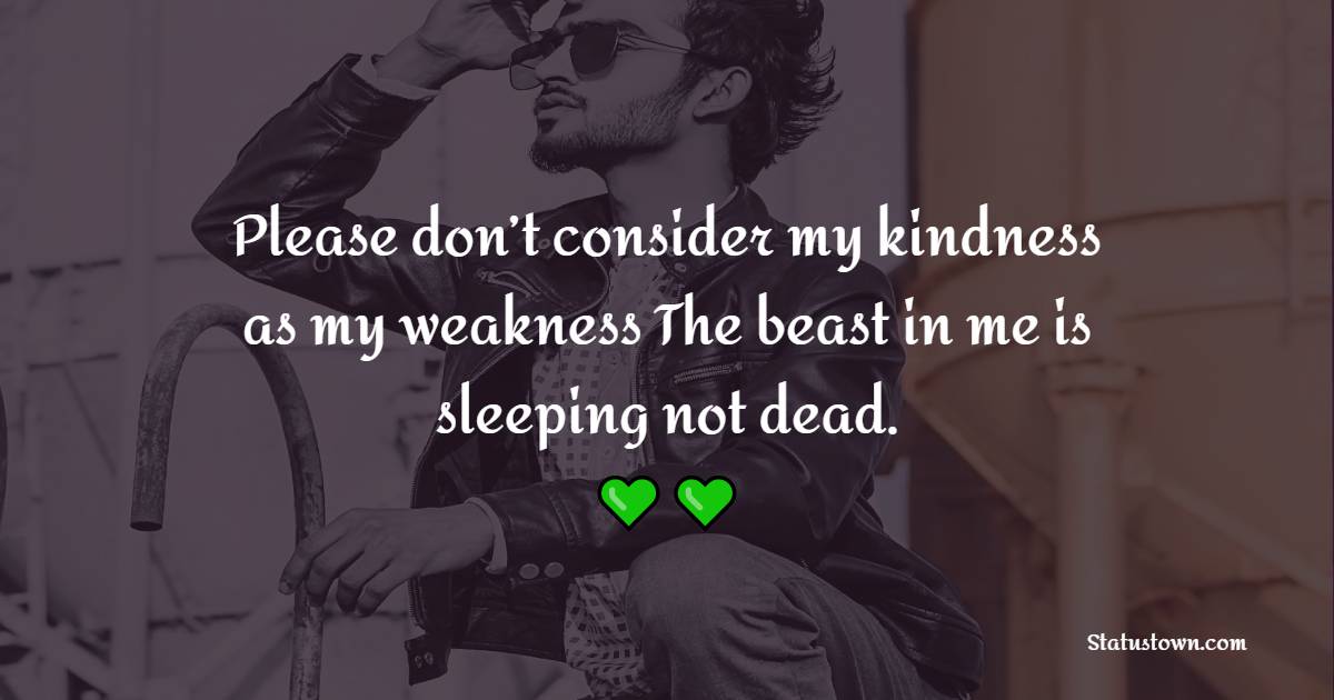 Please don’t consider my kindness as my weakness
The beast in me is sleeping not dead. - Short Attitude Status 