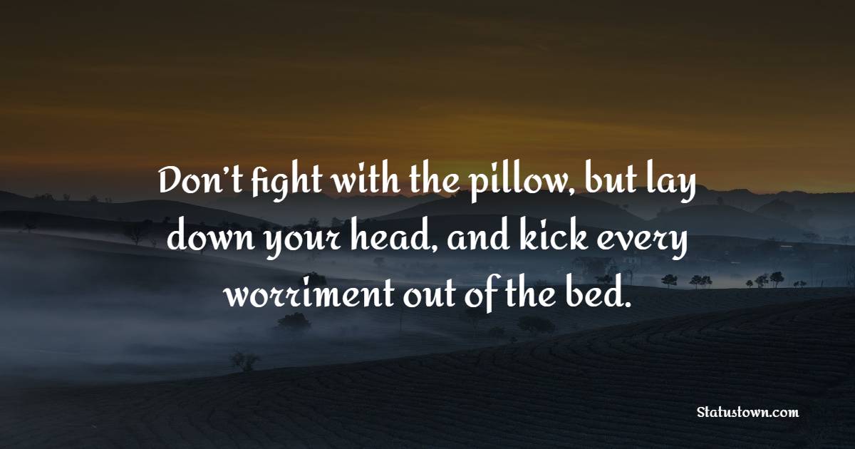Don’t fight with the pillow, but lay down your head, and kick every worriment out of the bed. - Sleep Quotes