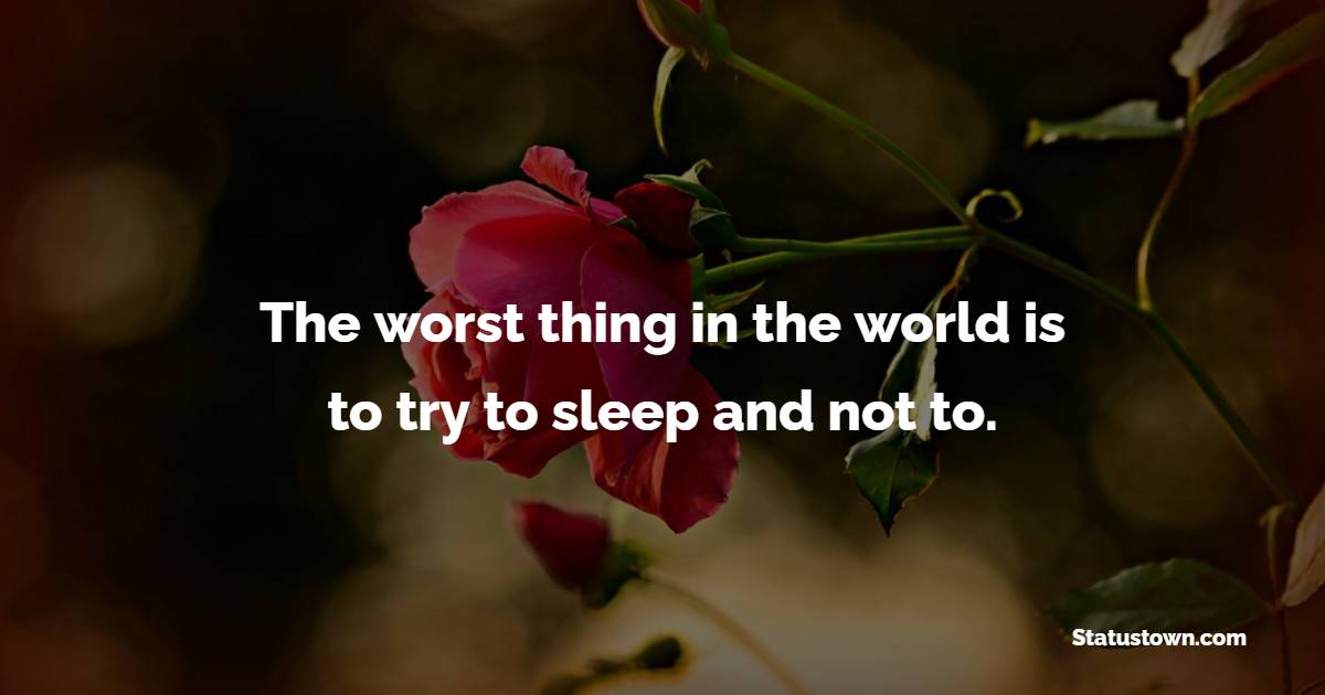 The worst thing in the world is to try to sleep and not to.
