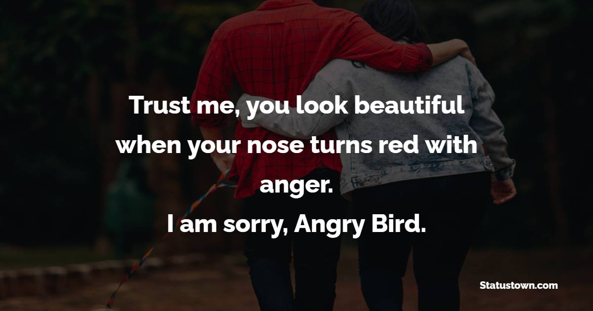 Trust me, you look beautiful when your nose turns red with anger. I am sorry, Angry Bird.