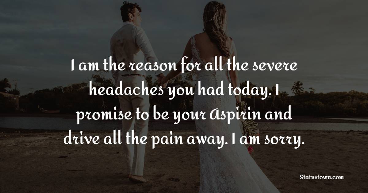 I am the reason for all the severe headaches you had today. I promise to be your Aspirin and drive all the pain away. I am sorry.