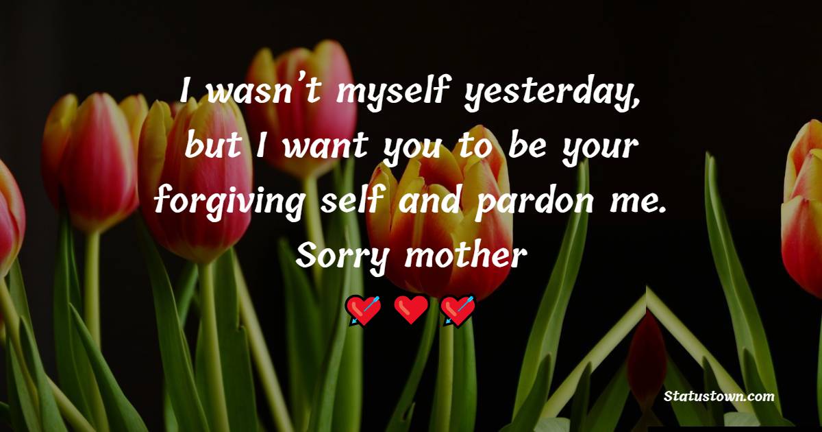 I wasn’t myself yesterday, but I want you to be your forgiving self and pardon me. Sorry, mother. - Sorry Messages For Mom 