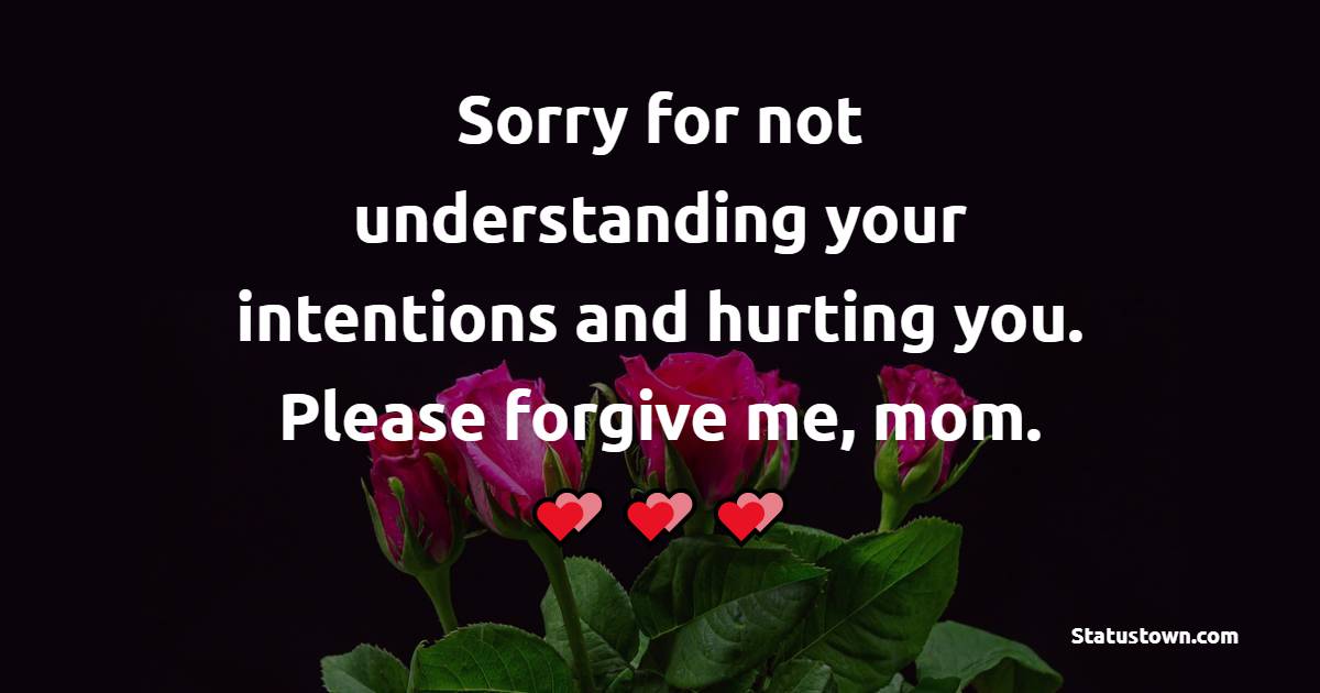 Sorry for not understanding your intentions and hurting you. Please forgive me, mom.