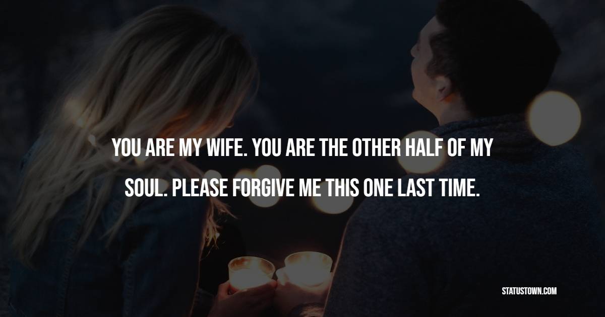 You are my wife. You are the other half of my soul. Please forgive me this one last time. - Sorry Messages For Wife