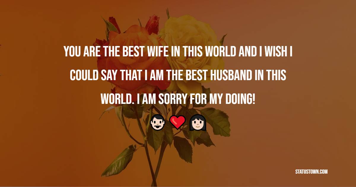 You are the best wife in this world and I wish I could say that I am the best husband in this world. I am sorry for my doing! - Sorry Messages For Wife