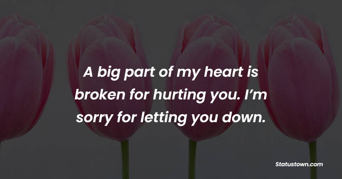 A big part of my heart is broken for hurting you. I’m sorry for letting you down.