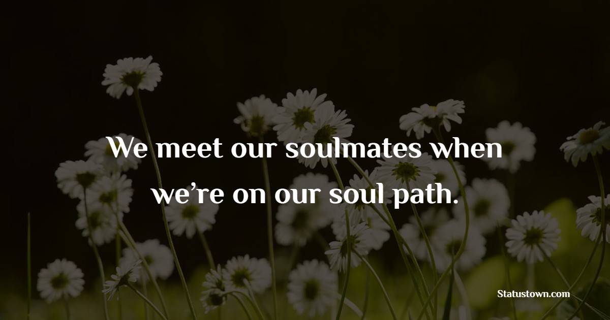We meet our soulmates when we’re on our soul path.