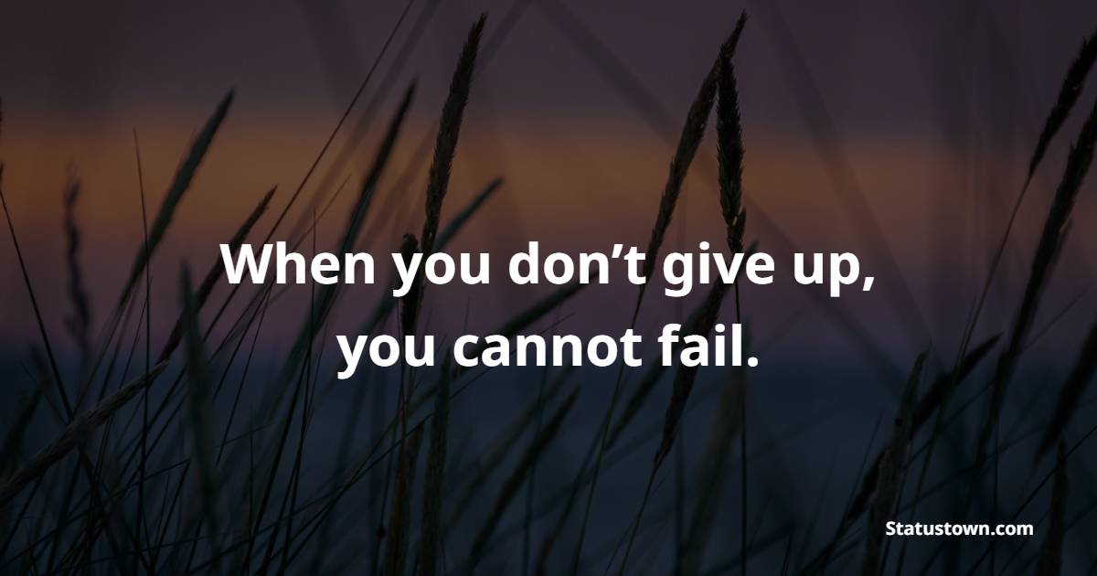 When you don’t give up, you cannot fail. - Sports Quotes 