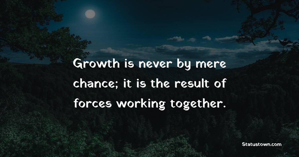 Growth is never by mere chance; it is the result of forces working together. - Teamwork Quotes
