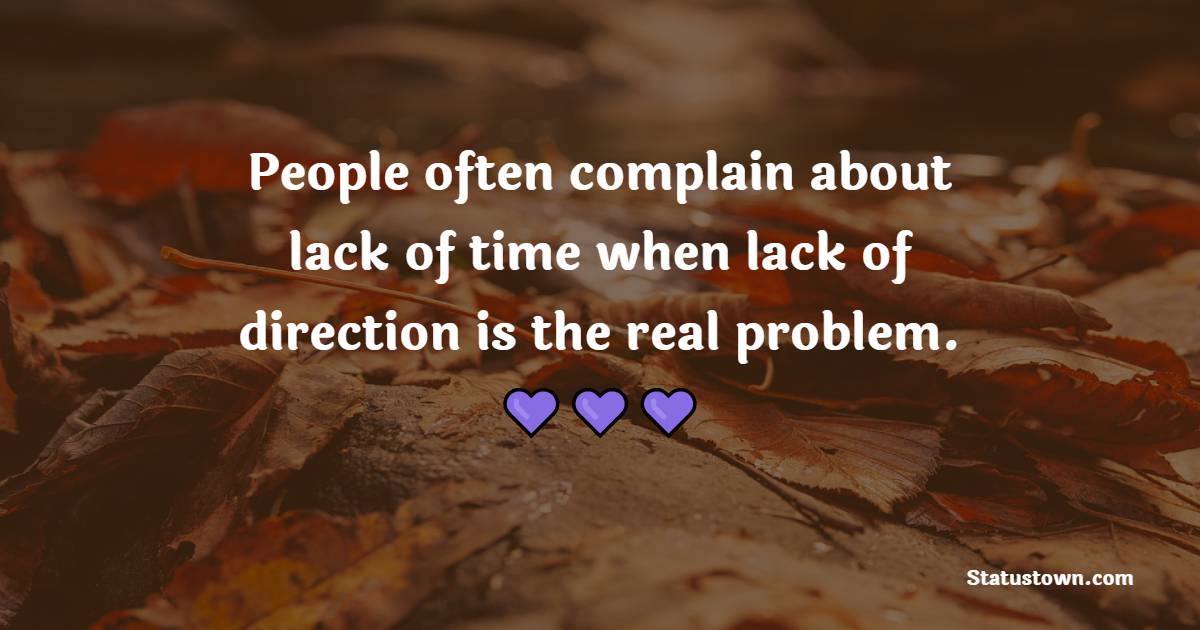 People often complain about lack of time when lack of direction is the real problem. - Time Status 