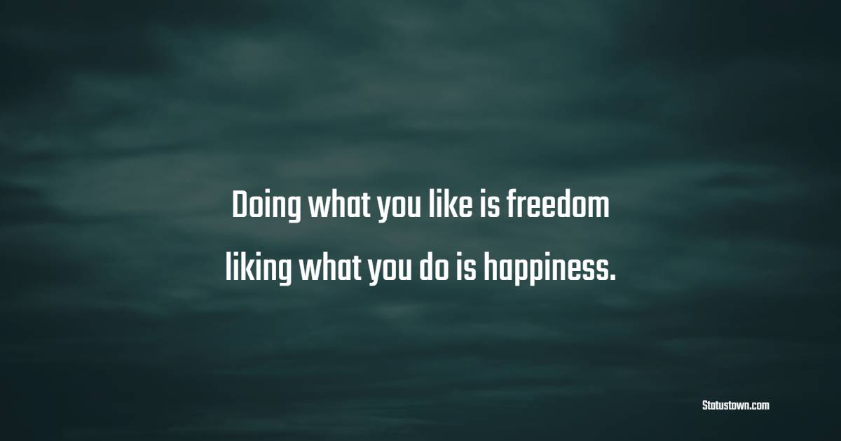 Doing what you like is freedom, liking what you do is happiness. - Travel Quotes