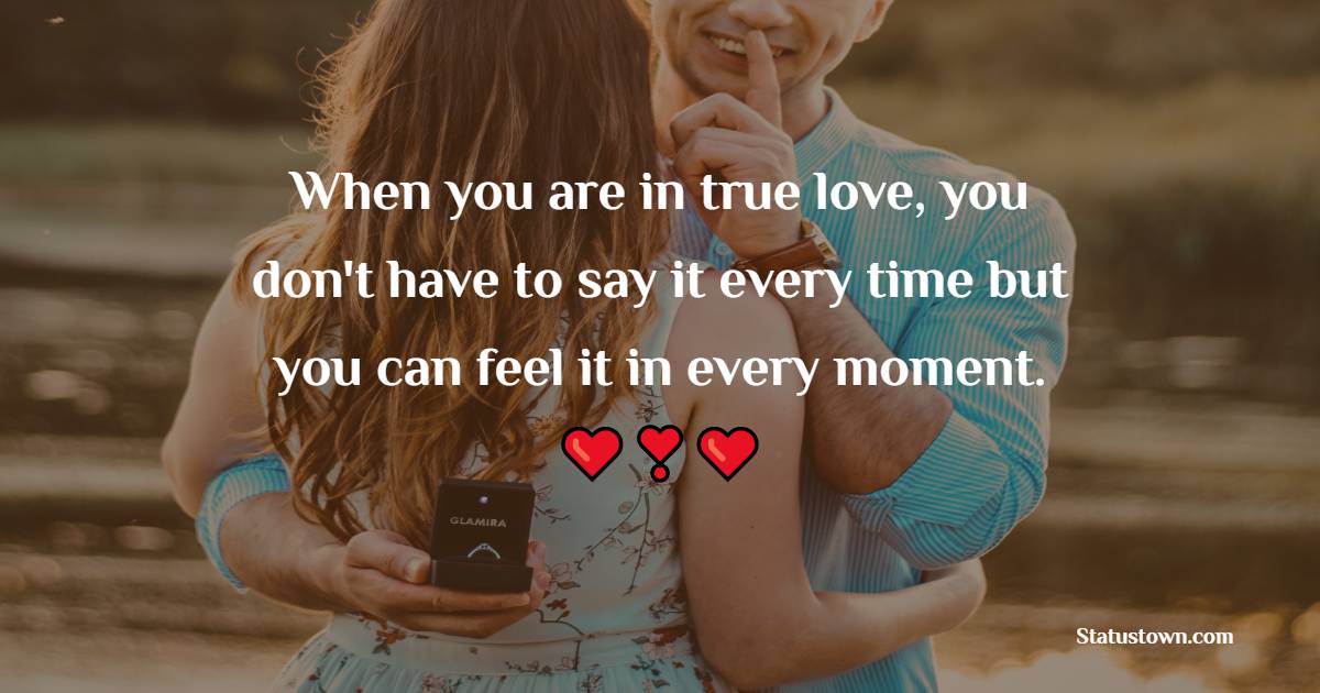When you are in true love, you don't have to say it every time but you can feel it in every moment. - True Love