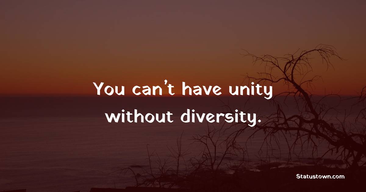 You can’t have unity without diversity. - Unity Quotes