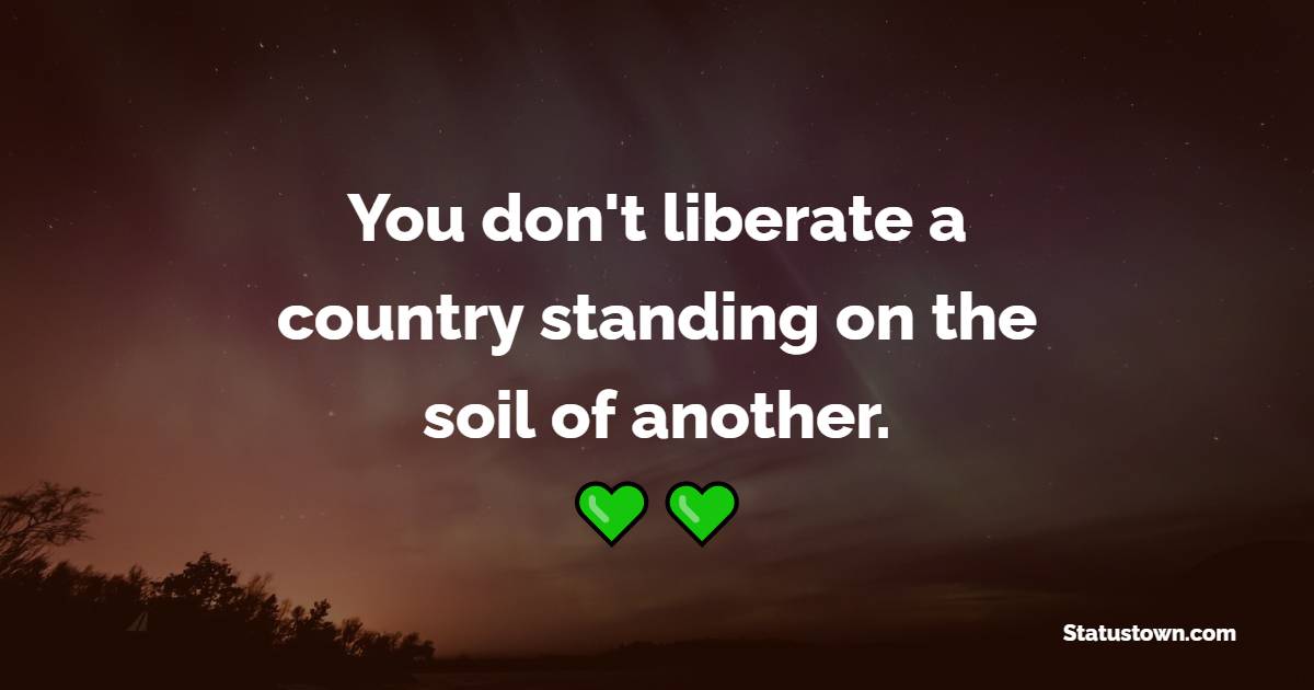 You don't liberate a country standing on the soil of another.