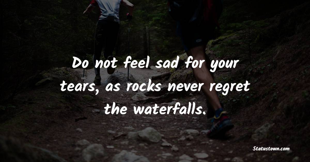 Do not feel sad for your tears, as rocks never regret the waterfalls.