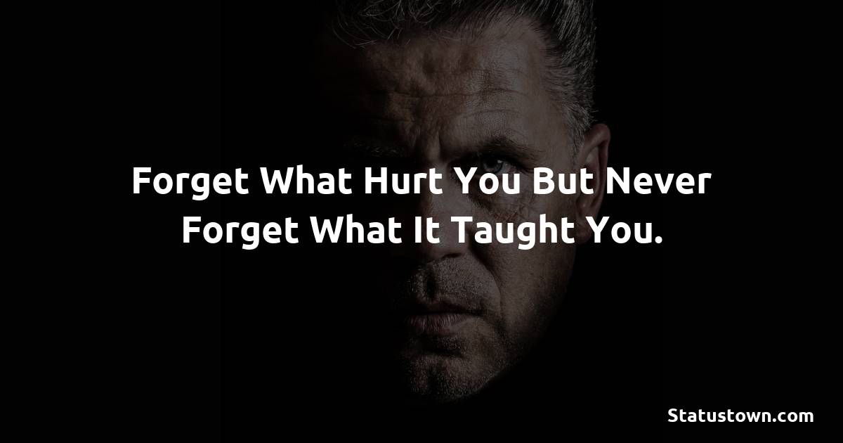 Forget what hurt you but never forget what it taught you. - breakup status