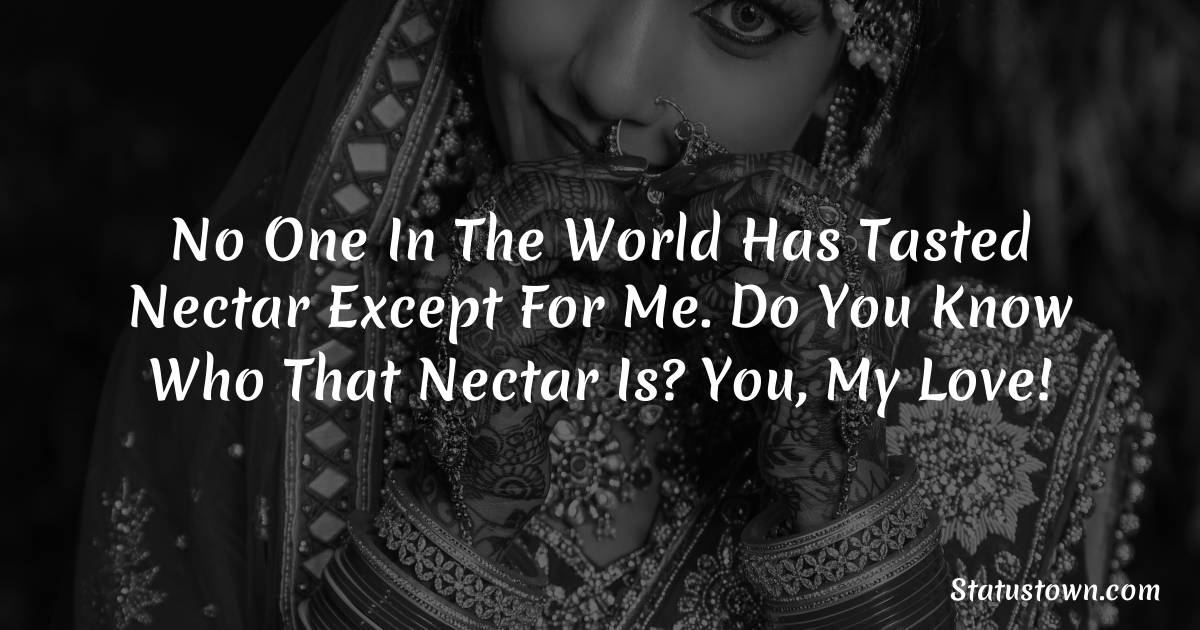 No one in the world has tasted nectar except for me. Do you know who that nectar is? You, my love!