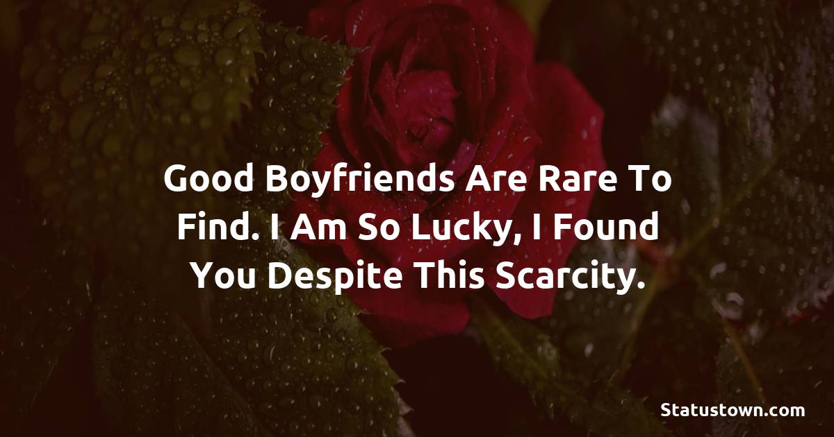 Good boyfriends are rare to find. I am so lucky, I found you despite this scarcity.
