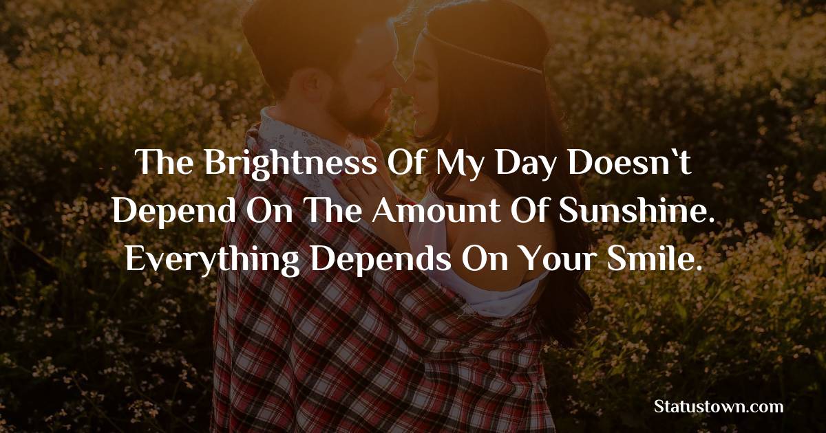 The brightness of my day doesn`t depend on the amount of sunshine. Everything depends on your smile. - love status for girlfriend