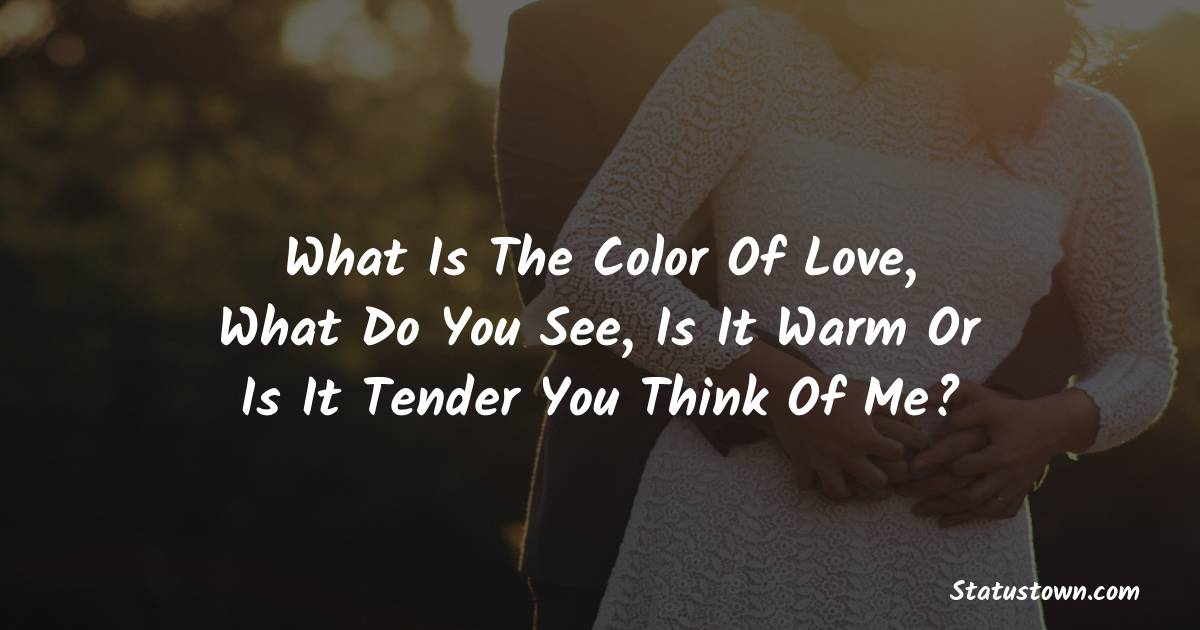 What is the color of love, what do you see, is it warm or is it tender you think of me? - love status for girlfriend