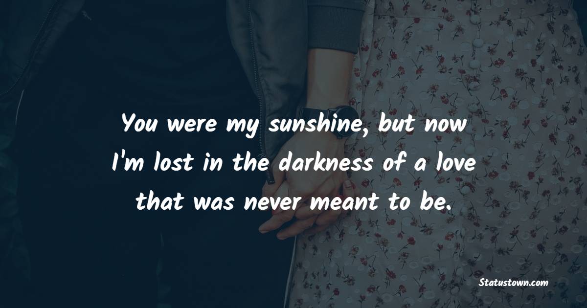 You were my sunshine, but now I'm lost in the darkness of a love that was never meant to be.