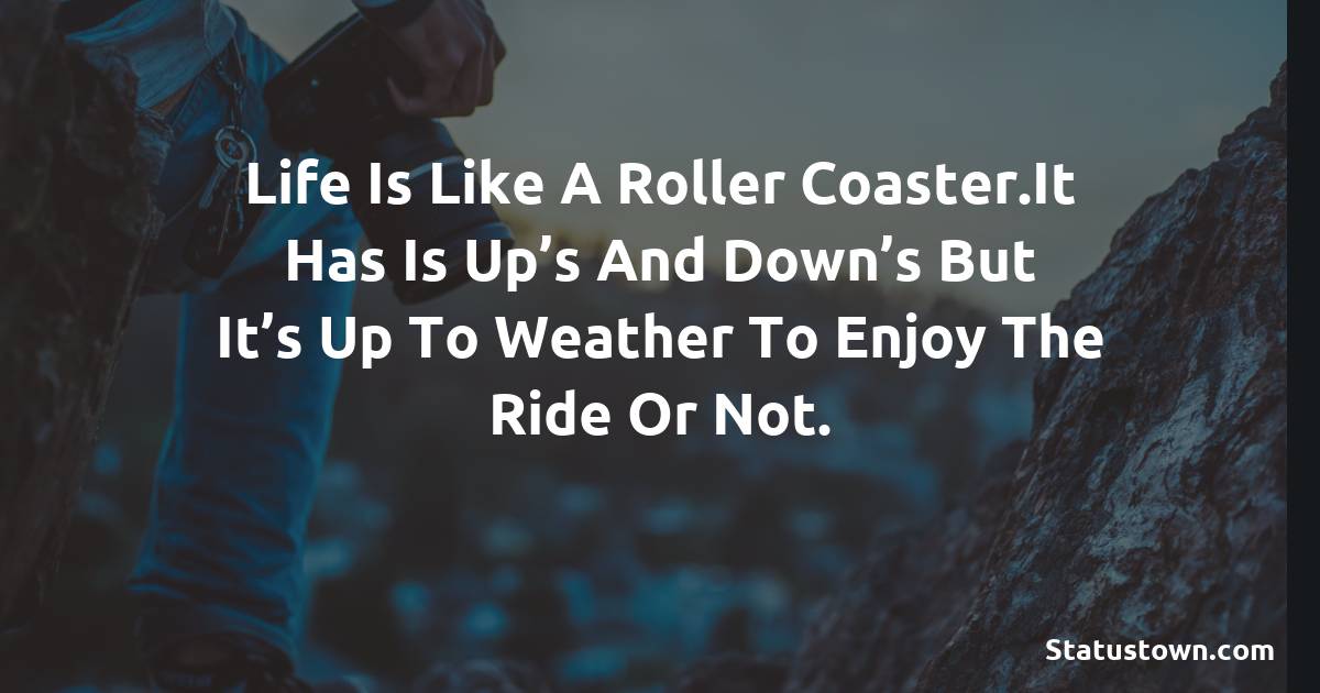 Life is like a roller coaster.It has is up’s and down’s but it’s up to weather to enjoy the ride or not. -  sad status