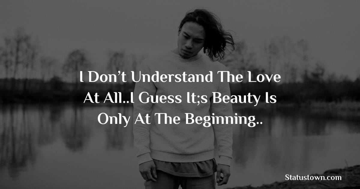 I don’t understand the love at all..I guess it;s beauty is only at the beginning.. -  sad status