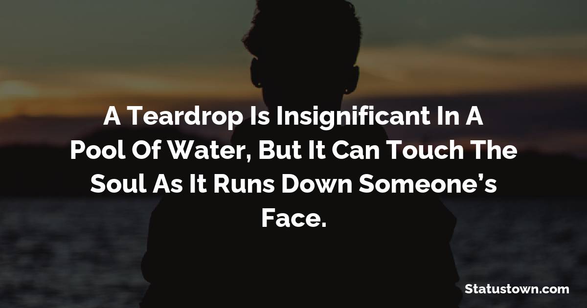 A Teardrop Is Insignificant In A Pool Of Water, But It Can Touch The Soul As It Runs Down Someone’s Face.